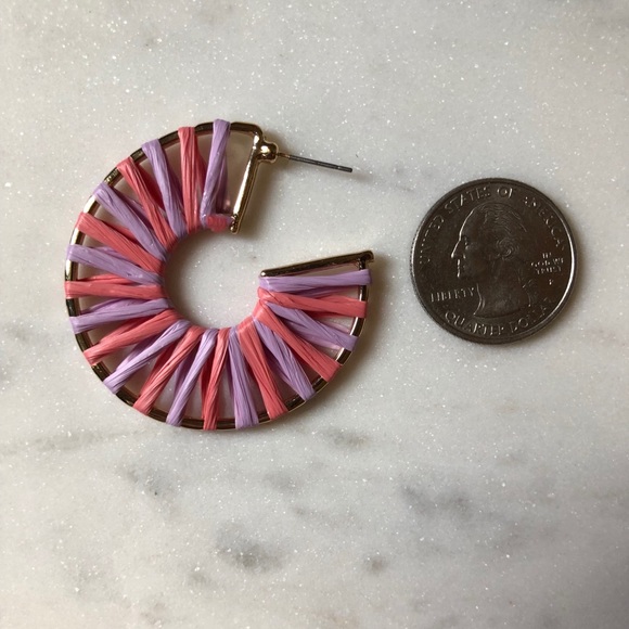 Raffia Style Gold Plated Hoops - Picture 2 of 4